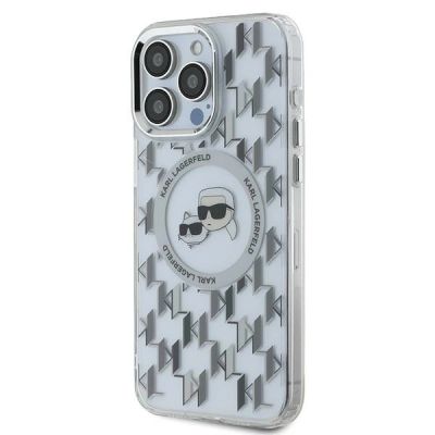 2. Karl Lagerfeld IML Monogram Karl & Choupette Head MagSafe Case for iPhone 15 Pro Max - Clear