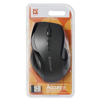 4. DEFENDER ACCURA MM-295 RF Wireless Mouse, Black, Optical, 1600 DPI, 6P 52295