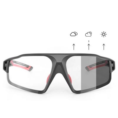 Rockbros SP216BK Photochromic UV400 Cycling Glasses - Black and Red