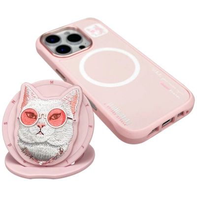 3. Nimmy Glasses Cool Cat MagSafe Case for iPhone 16 Pro Max - Pink