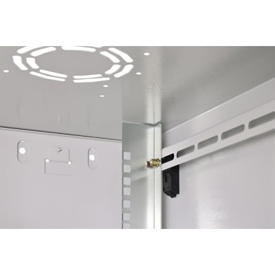 8. Digitus DYNAmic 19" 12U 600x600 wall-mounted network cabinet, glass door, gray, undivided, assembled, 60kg