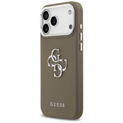 2. Guess Grained Big 4G Classic Logo Case for iPhone 17 Pro Max - Brown
