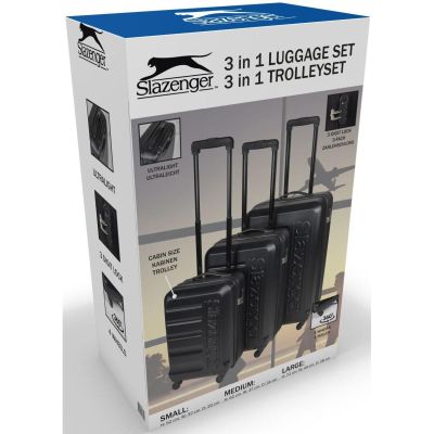 6. SET OF 3 SUITCASE 18/22/26 INCHES BLACK SLAZENGER