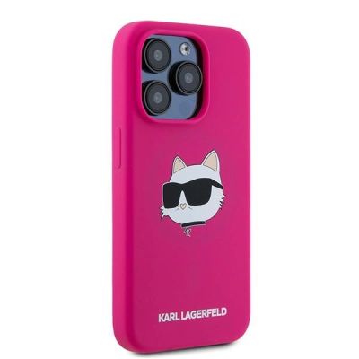 4. Karl Lagerfeld Silicone Choupette Head MagSafe case for iPhone 15 Pro Max - pink