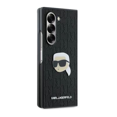 5. Karl Lagerfeld Saffiano Monogram Head Pin Case for Samsung Galaxy Z Fold 6 - Black