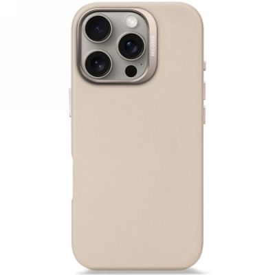 Decoded Leather Backcover MagSafe case for iPhone 16 - beige