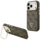 Guess 4G PU Triangle Logo & Stand Camera Magsafe Case for iPhone 17 Pro - Brown