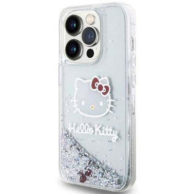 2. Hello Kitty Liquid Glitter Charms Kitty Head case for iPhone 14 Pro - silver