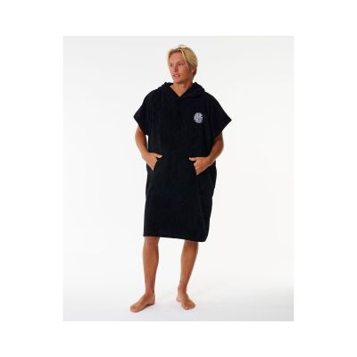 3. RIP CURL Logo Hooded Towel Poncho Black