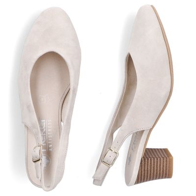 3. Beige leather open-toe pumps Rieker 44651-60