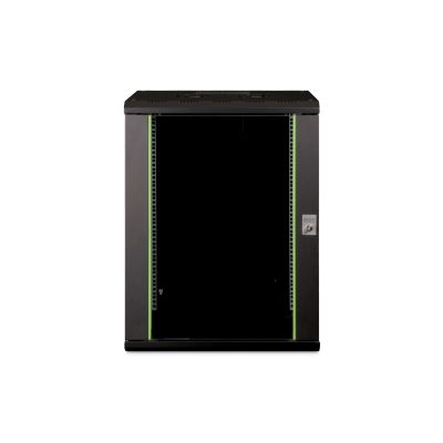 9. Digitus Unique 19" 16U wall-mounted network cabinet 600x450, glass door, black, undivided, assembled, 100kg