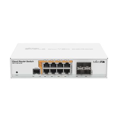 Mikrotik CRS112-8P-4S-IN Gigabit Ethernet Network Switch (10/100/1000) PoE Support White
