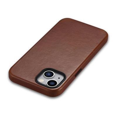 12. iCarer Oil Wax Premium Leather Case iPhone 14 Plus Magnetic Leather Case with MagSafe Brown (WMI14220703-RB)