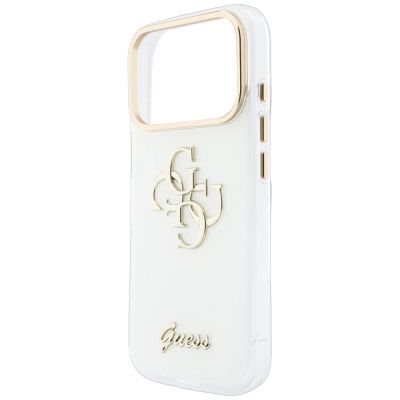 6. Guess IML 4G Script Metal Case for iPhone 17 Pro Max / 18 Pro Max - White