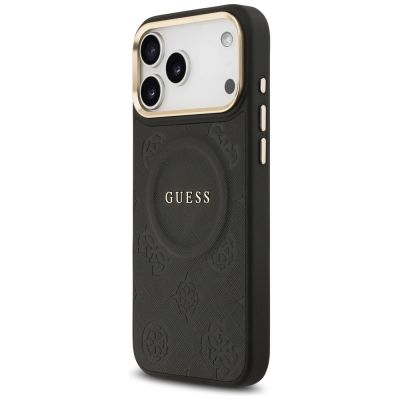 2. Guess Peony Hot Stamp MagSafe Case for iPhone 17 Pro Max - Black