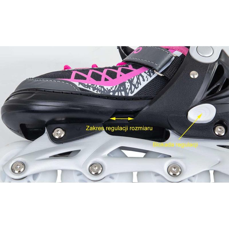 54. ENERO PRO LED ROLLER SKATES 4IN1 38-41 PINK-GRAY