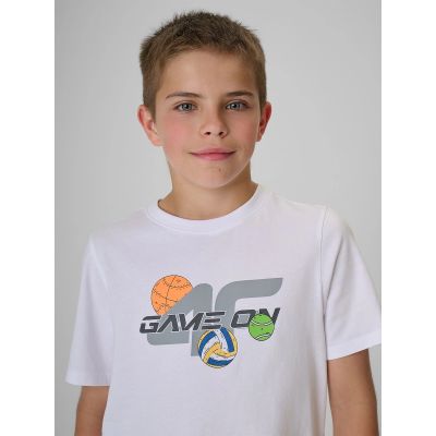 3. Boys' regular-fit printed T-shirt 4F 4FJRAW26TTSHM4346-10S