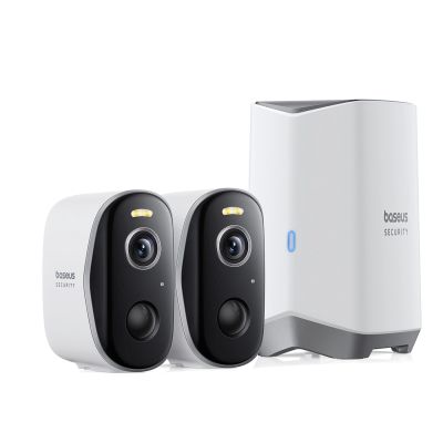 2. Baseus Security N1 Plus Dual 2K Outdoor Surveillance Kit (2 Cameras) – White