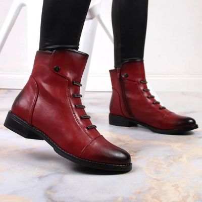 18. Jezzi W JEZ52G red insulated ankle boots with decorations