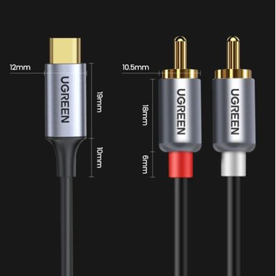 10. Ugreen audio cable USB Type C (male) - 2RCA (male) 1.5m gray (20193 CM451)