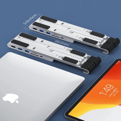 6. Choetech stand multifunctional station for laptop PD / USB-C HDMI (4K / 30Hz) / 2xUSB-A / 1xUSB-C / 1xSD / 1xTF black (HUB-M43)