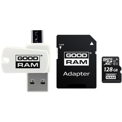 GoodRam All in one M1A4-1280R12 Memory Card with Adapter and Card Reader (128GB; Class 10; Adapter, MicroSDHC Card Reader, Memory Card)