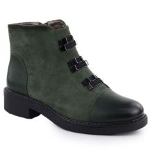 Botki damskie zamszowe ocieplane zielone M.Daszyński SA252-4