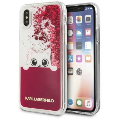 Karl Lagerfeld Liquid Glitter iPhone X Case - Pink