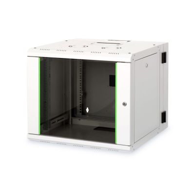 Digitus Unique 19" 9U 600x600 wall-mounted network cabinet, glass door, gray, sectional, folded, 100kg