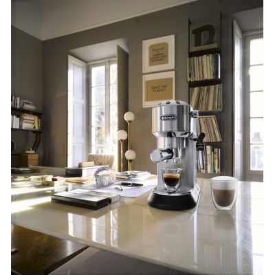 5. DeLonghi Dedica Style EC 685.M portafilter coffee machine (1350W; silver color)