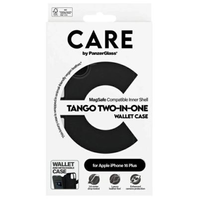 4. CARE by PanzerGlass Feature Tango 2in1 Wallet MagSafe Case for iPhone 16 Plus - Black
