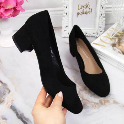 Sergio Leone W SK354C Suede Block Heel Pumps Black