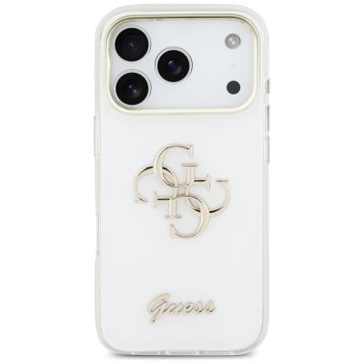 3. Guess IML 4G Script Metal Case for iPhone 17 Pro Max - White