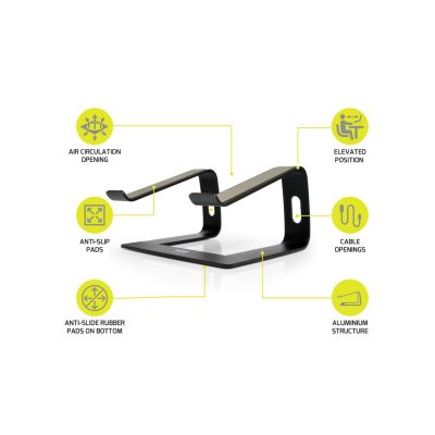 9. Port Designs 901103 Laptop Stand Notebook Holder Aluminum, Black 39.6 cm (15.6")