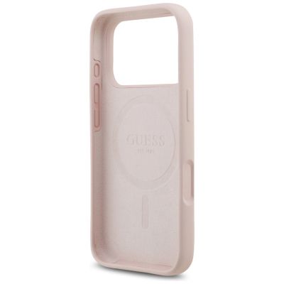 7. Guess Silicone Script Metal Logo MagSafe Case for iPhone 17 Pro - Pink