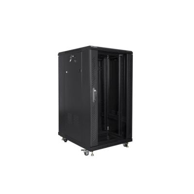 Lanberg FF01-6822-12B rack cabinet (22U; 19''; 1160 mm / 600 mm / 800 mm; floor-standing; glass; 800 kg; black)