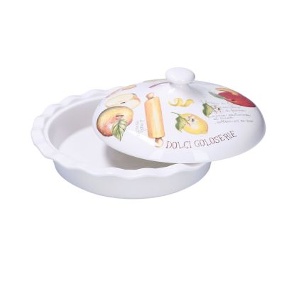 La Porcellana Bianca Apple Pie Dish with Lid Goloserie 27cm White P022600027