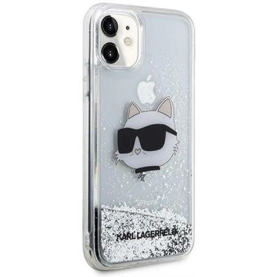 6. Karl Lagerfeld KLHCN61LNCHCS iPhone 11/ XR silver/silver hardcase Glitter Choupette Head