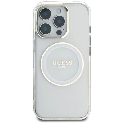 3. Guess IML Metal Colored Circle Classic Logo MagSafe case for iPhone 16 Pro - white