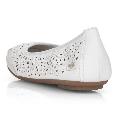 15. Rieker W RKR649 comfortable leather openwork shoes, white
