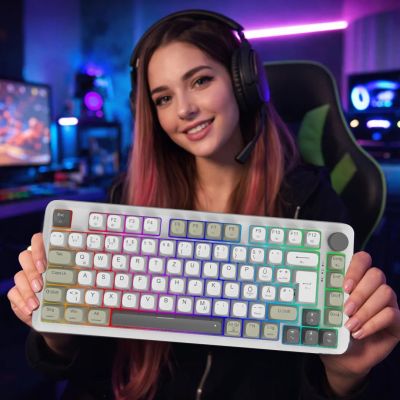 Inca IKG-455 Gaming Keyboard USB + RF Wireless + Bluetooth QWERTY German White