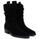 4. Black Ruched Leather Cowboy Ankle Boots for Women Sergio Leone BT-16-S