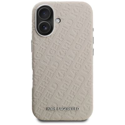 3. Karl Lagerfeld FW Stamped Karl MagSafe iPhone 16 Case - Beige
