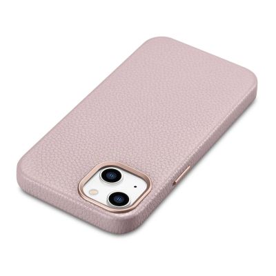 12. iCarer Litchi Premium Leather Case iPhone 14 Plus Magnetic Leather Case with MagSafe Pink (WMI14220711-PK)
