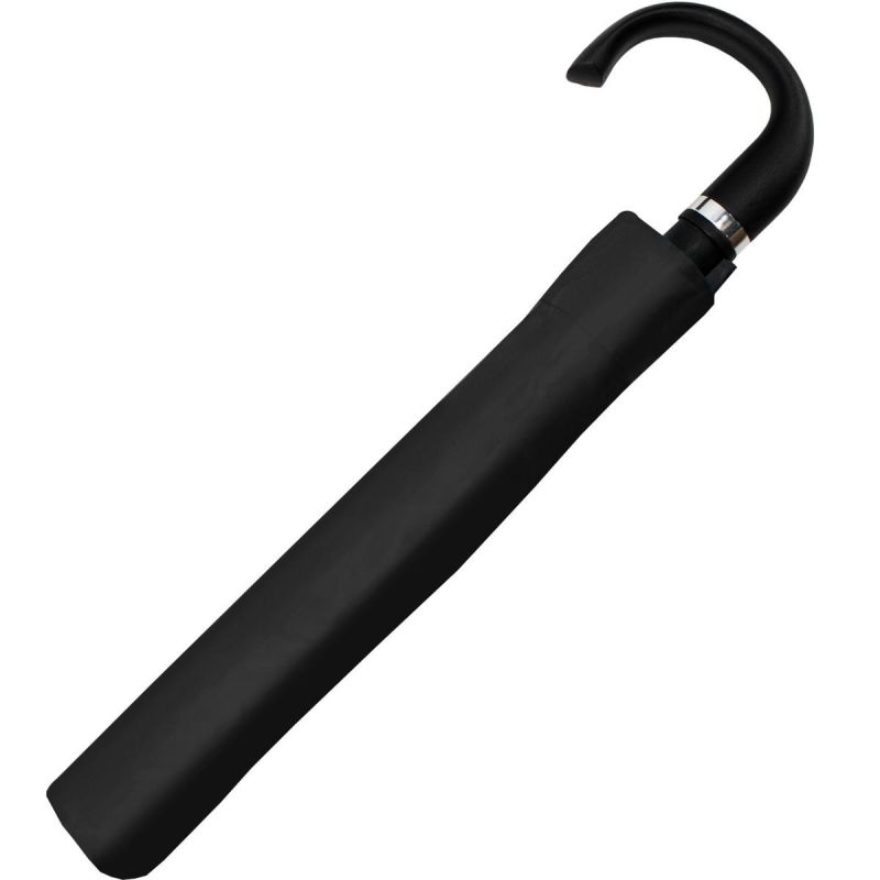 4. Compact semi-automatic umbrella with curved handle, black SEMI LINE