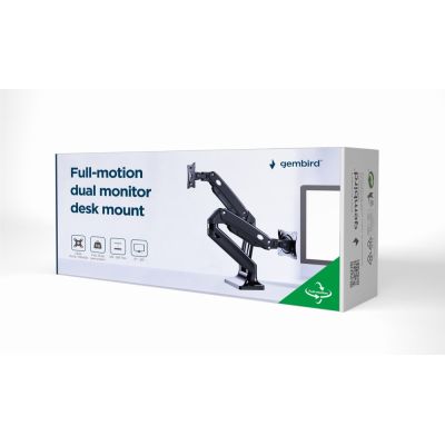 8. GEMBIRD ADJUSTABLE DESK ARM FOR 2 MONITORS 17"-35" UP TO 10KG