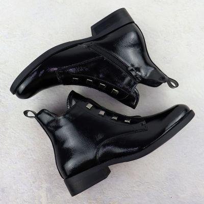 4. Women's patent leather black ankle boots S.Barski HY52-527