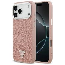 Guess Glitter Triangle Logo MagSafe Case for iPhone 17 Pro Max - Pink