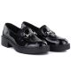 4. Women's leather lords moccasins with thick soles, black Vinceza 39985