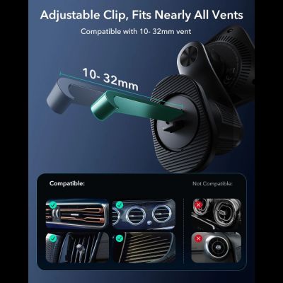 7. ESR OmniLock Qi2.2 Magnetic MagSafe Car Air Vent Mount - Black